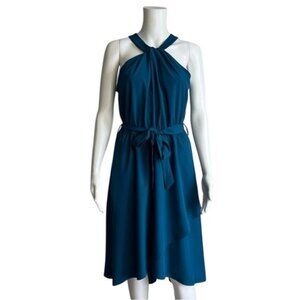 Grace Karen Twist Halter Tie Waist  Dress in Teal - M MOM